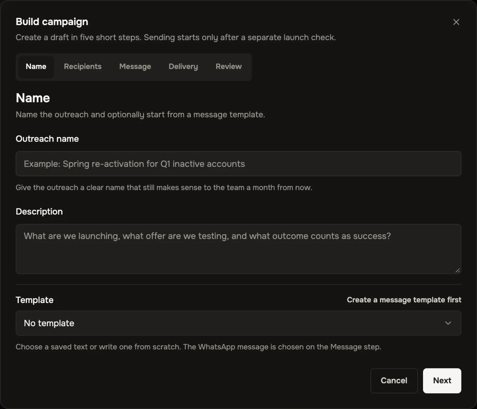 The campaign form