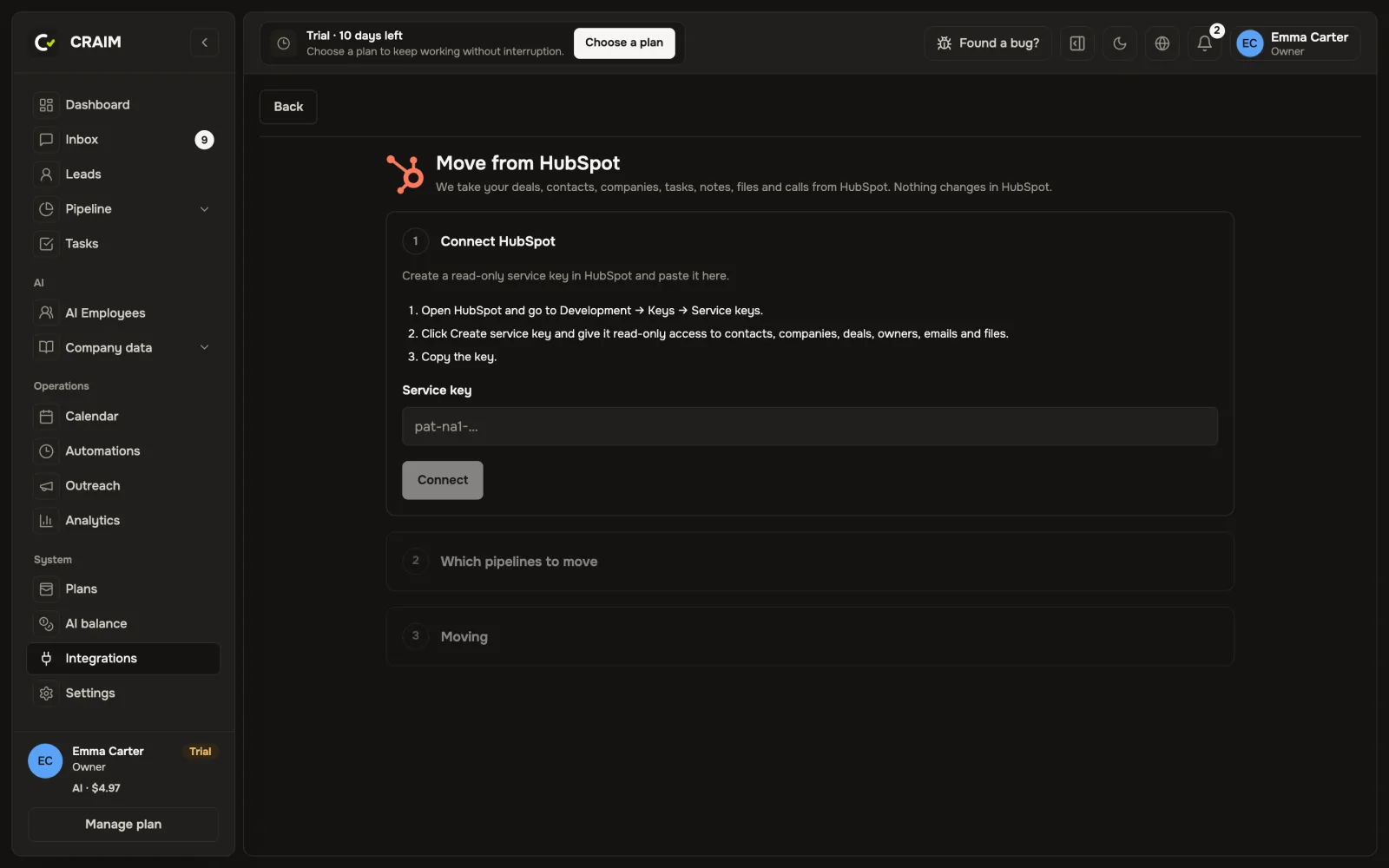 The move screen
