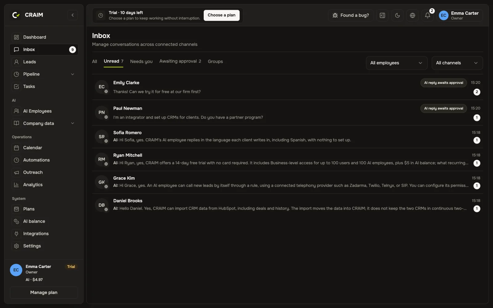 "Inbox" with its tabs